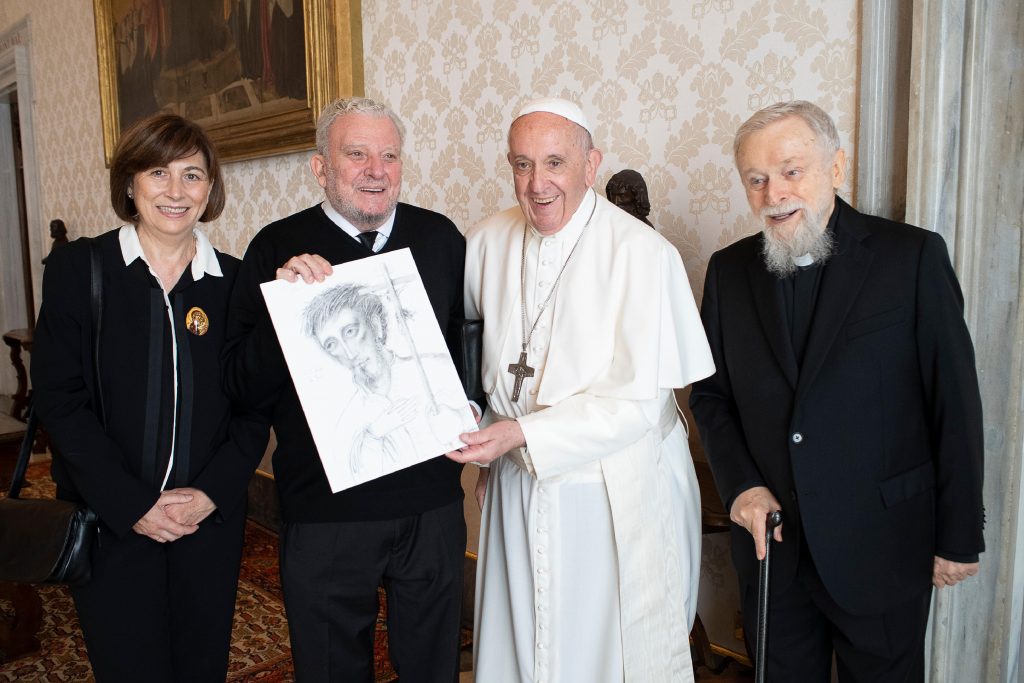 Hans Helighet Påven Franciskus tar emot det internationella teamet för Vandringen den 20:e september 2019